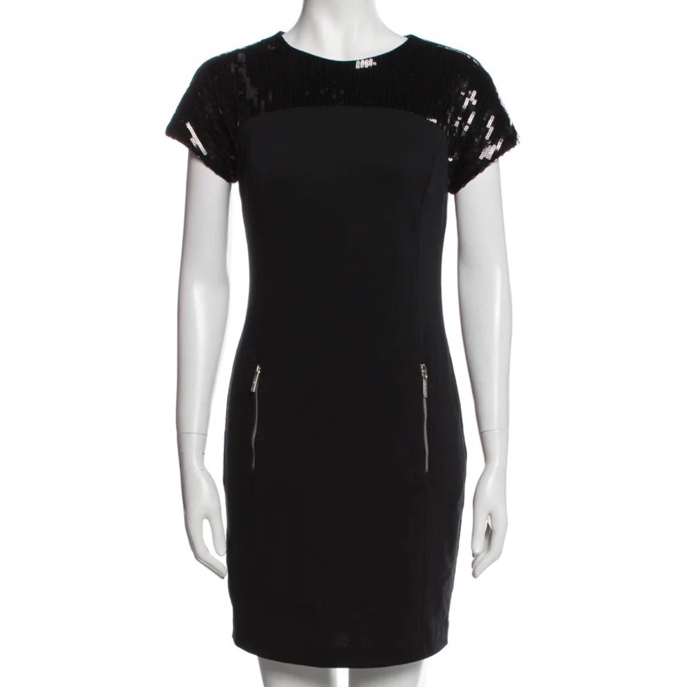 MICHAEL KORS BLACK SEQUIN MINI DRESS size 6